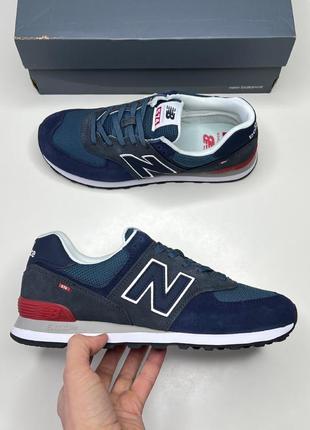 New balance 574 оригинал кроссовки мужские новые синие замшевые1 фото