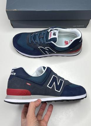 New balance 574 оригинал кроссовки мужские новые синие замшевые4 фото