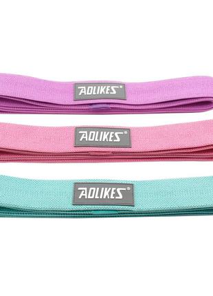 Набор резинок для фитнеса aolikes rb-3607 3шт green+pink+violet  8шт1 фото