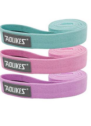 Набір гумок для фітнесу aolikes rb-3607 3шт (green+pink+violet)6 фото