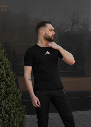 Футболка adidas чорна,чоловіча футболка,спортивна футболка,футболка з принтом, однотонна футболка,6 фото