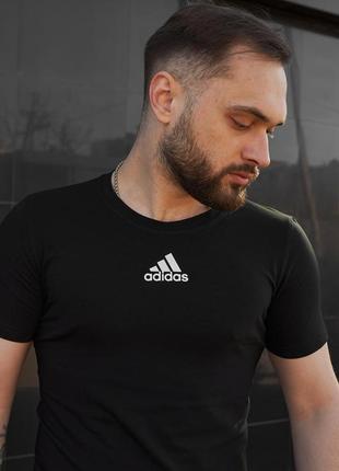 Футболка adidas чорна,чоловіча футболка,спортивна футболка,футболка з принтом, однотонна футболка,7 фото