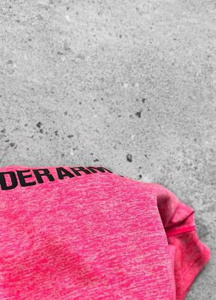 Under armour heatgear women’s pink sport t-shirt center logo жіноча, спортивна футболка7 фото