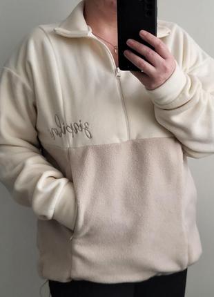 Теплый флисовый свитшот-поло romashka, размер m-l1 фото