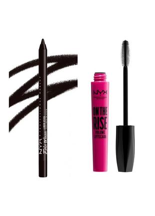 Водостійкий олівець для повік nyx epic wear liner stick туш для вій nyx professional makeup on the rise об'ємна liftscara-black