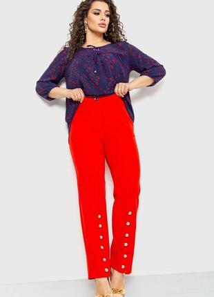 Класичні жіночі штани, прямого крою, колір червоний, 102r287