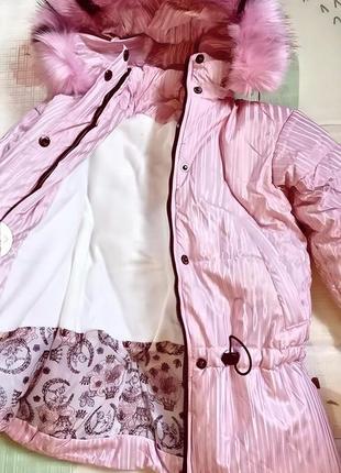 Детская куртка  зимняя розовая на девочку  134 140 146 1525 фото