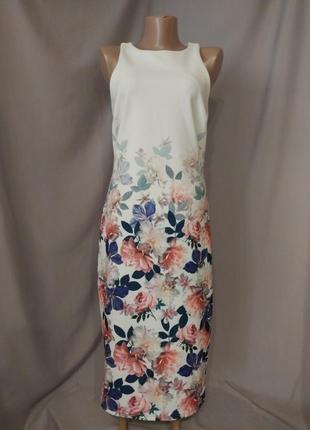 Новое платье приталенного силуэта цветочный принт пион