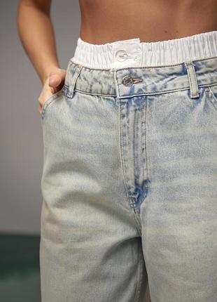 Джинси жіночі wide leg з подвійним поясом, джинси резинка6 фото