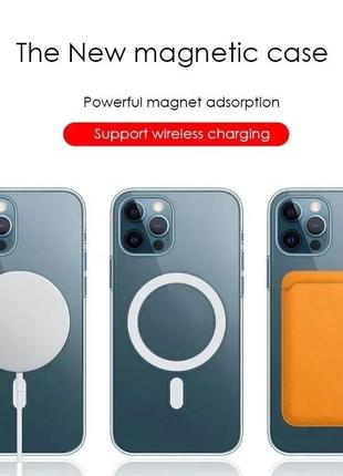 Чехол для iphone 13 pro прозрачный tpu magsafe с поддержкой беспроводной зарядки4 фото