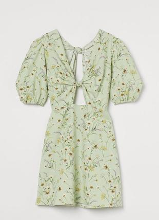 М'ятна, зелена сукня, плаття  у квітковий принт h&m