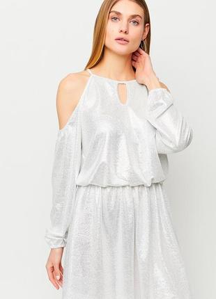 Платье мини длины из легкой трикотажной ткани с блеском3 фото
