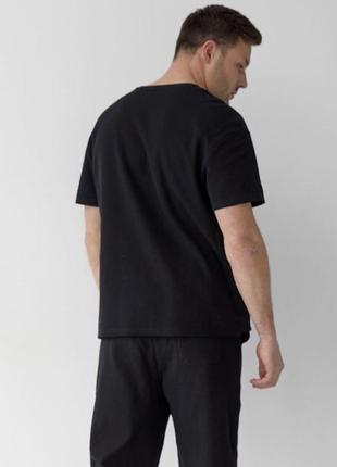 Стильная черная футболка, оверсайз, материал лакоста3 фото