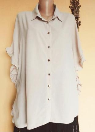 Красивая кремовая рубашка,блуза,воланы,4 фото