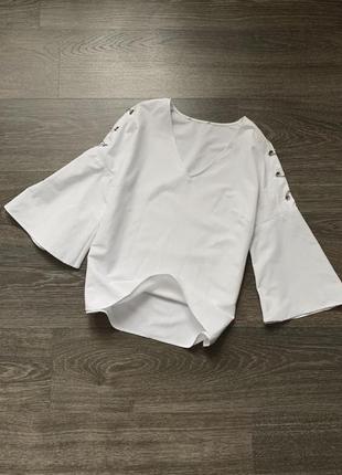 Річна блуза актуальна трендова блуза , волани біла блуза футболка