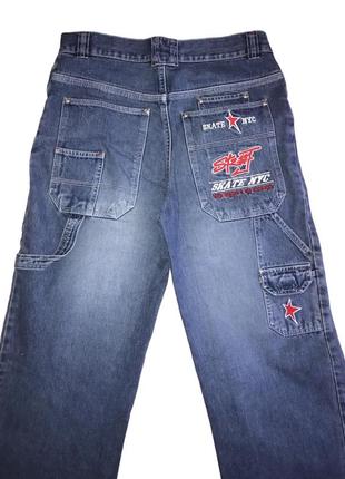 Скейтерские прямые широкие джинсы с вышивкой skate nyc rep baggy jnco dickies sk8 y2k1 фото