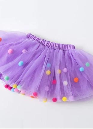 Детская   фатиновая юбка с мягкими помпонами