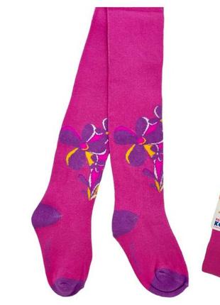 Колготки трикотаж бавовняні з принтом для дівчинки be snazzy ra-04-1  малиновий