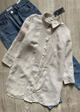 Удлиненная льнягая блузка, блуза, рубашка, льняная рубашка, рубашка туника, сорочка туніка6 фото