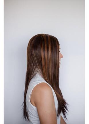 Мелированный каштановый парик на эластичной ленте резинке2 фото