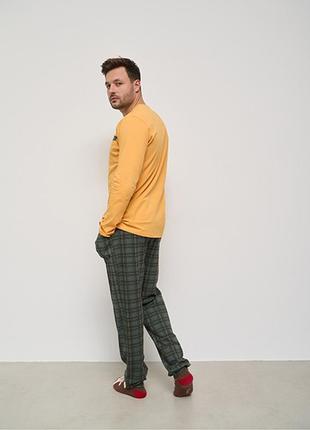 Піжама чоловічі штани в карту та жовта кофта 148604 фото