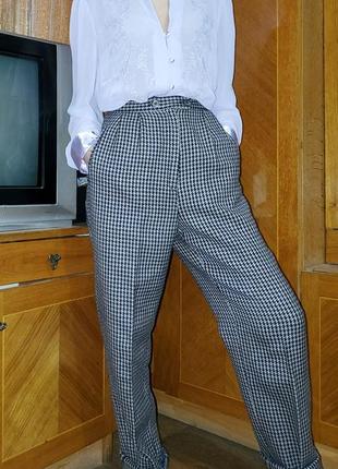 Винтажные брюки со стрелками и защипами just cavalli гусиная лапка шерсть2 фото