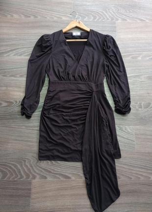 Коралово чорна стрейчева коротка сукня