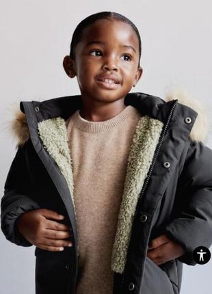 Супер качественная теплая детская куртка пуховик с мехом zara