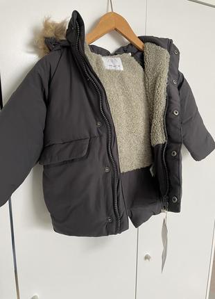 Супер качественная теплая детская куртка пуховик с мехом zara4 фото