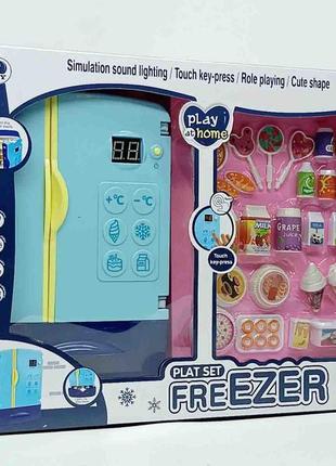 Холодильник для ляльки yi wu jiayu "freezer" синій з продуктами az130