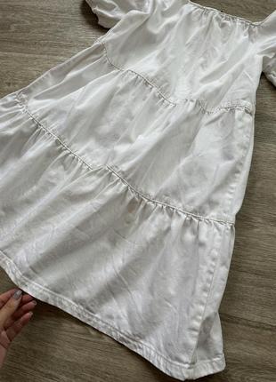Свободное праздничное платье платье платье ярусное мини зефирка из денима молочная7 фото
