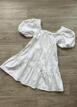 Свободное праздничное платье платье платье ярусное мини зефирка из денима молочная3 фото