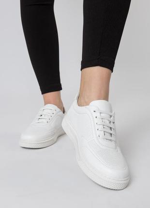 Туфли женские кожаные белые спортивные на платформе 1078тz