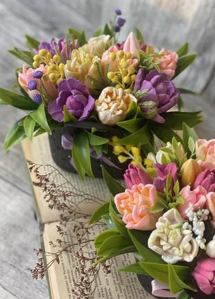 Букет из мыла. мыльный букет. цветы из мыла. мыло ручной работы. тюльпаны. подарок на...