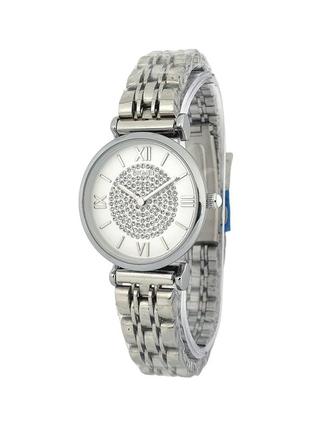 Женские классические наручные стрелочные часы с металлическим браслетом skmei 1533 si