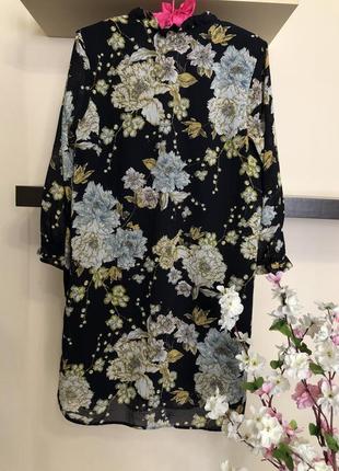 Шифоновое платье с цветами свободного кроя,5 фото