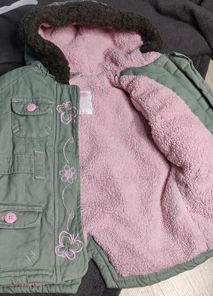 Зимняя весенняя осенняя парка, теплая куртка с перчатками на девочку 9-12 месяцев, 1 год5 фото