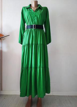 Длинное зеленое платье zara 38 m платья меди