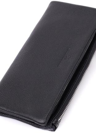 Женский кошелек-клатч с двумя молниями из натуральной кожи st leather 22527 черный