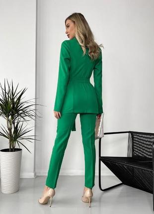 Стильный костюм 3-ка, р уни 42-44, костюмная ткань, зеленый3 фото