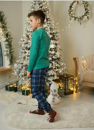 Пижама для мальчика штаны и кофта бирюзовая 148852 фото