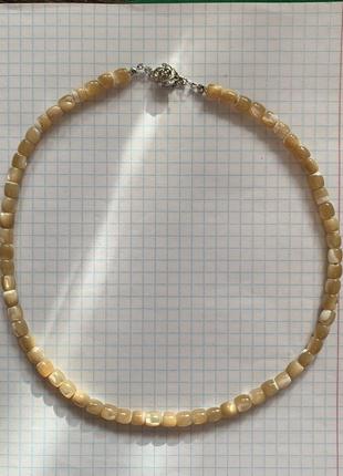 Баламути ожерельє-чокер з натурального перламутру кольору «кава», форми «барило»5 фото