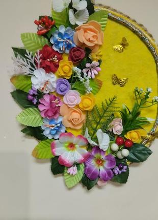 Декоративне квіткове панно на стіну «моя україна» ручна робота.1 фото