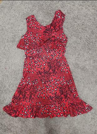 Плаття сарафан з рюшами в леопардовий принт6 фото