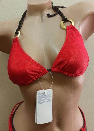 Распродажа lorin купальник женский красно черный с золотым люрексом раздельный4 фото