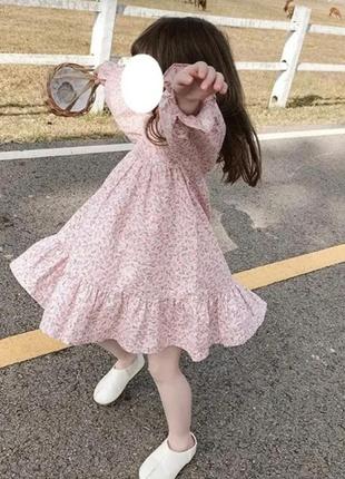 Хлопковое платье для девочек с цветочным принтом. 1-2года, размер 90