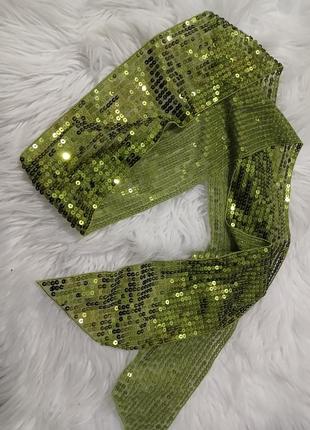 Зеленый салатовый шарфик с пайетками1 фото