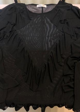 Блуза/сетка с воланами, msch copenhagen, размер xs/s6 фото