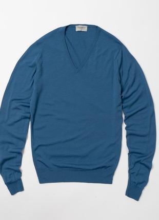 John smedley blue v-neck sweaters&nbsp;мужской свитер