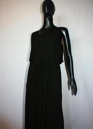 Стильное черное длинное макси платье сарафан в пол. италия м-л, 46-482 фото